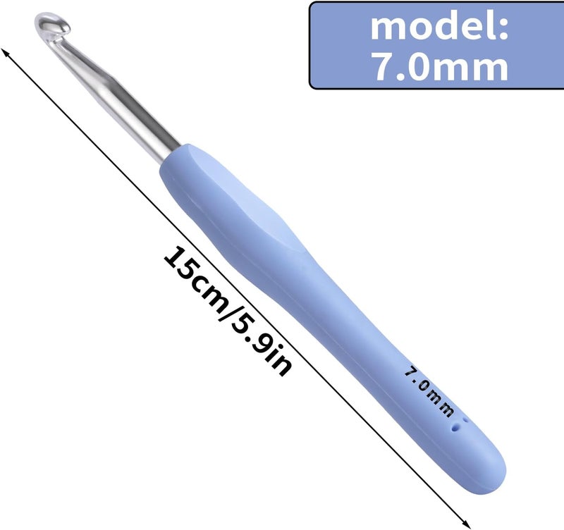 Gerute 7mm Crochet Hook, Ergonomic Crochet Hooks with Soft Rubber Handle and Smooth Glide Head - Lightweight Aluminum Needles for Beginners, Arthritis, Yarn Projects, Long Crafting Sessions (7.0 mm) - Image 2